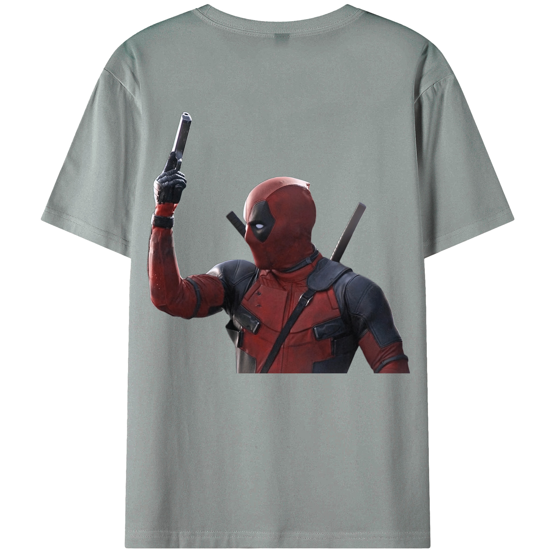 （画像用） Deadpool デッドプール 綿100％ メンズ半袖Tシャツ（バックプリント） 通気性